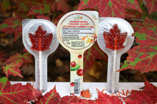 maple lollipop, cranberry candy, Canada gift